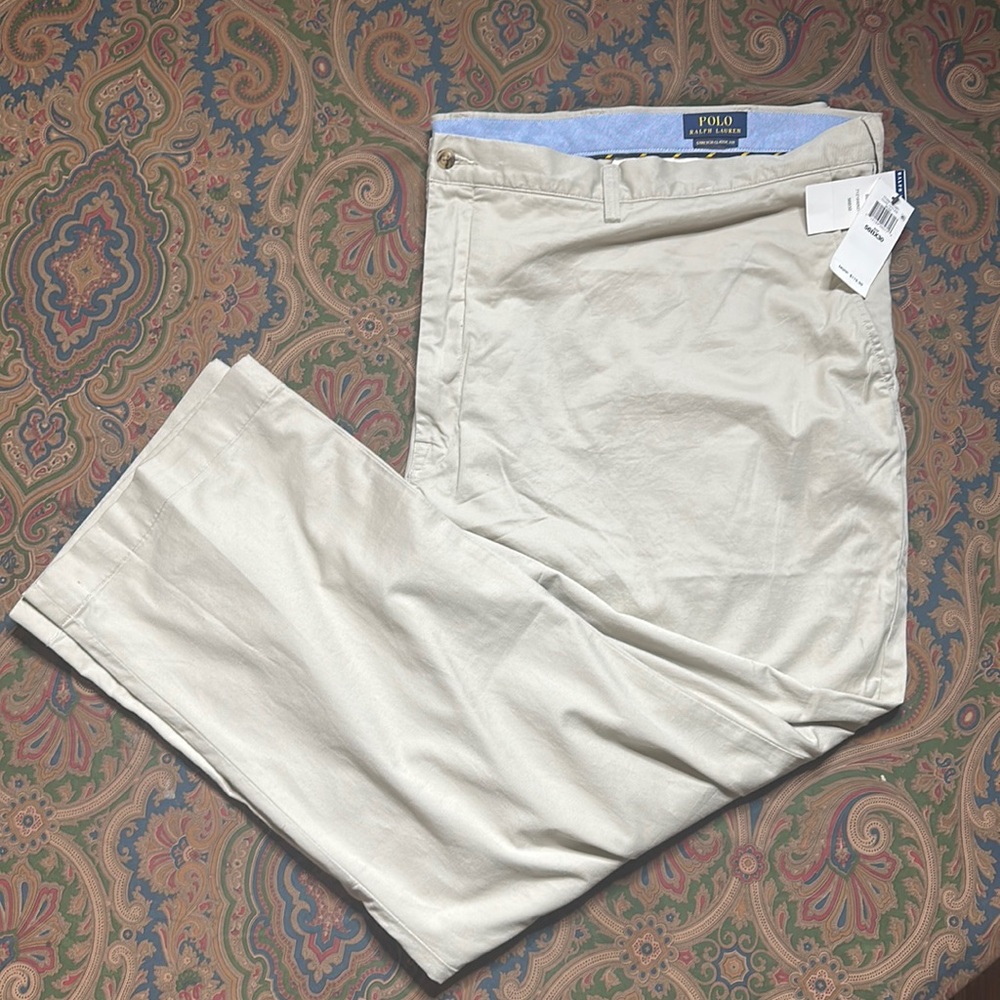 🆕Polo 🏇Ralph Lauren stretch classic chino beige w/ tan embroidered logo 56Bx30